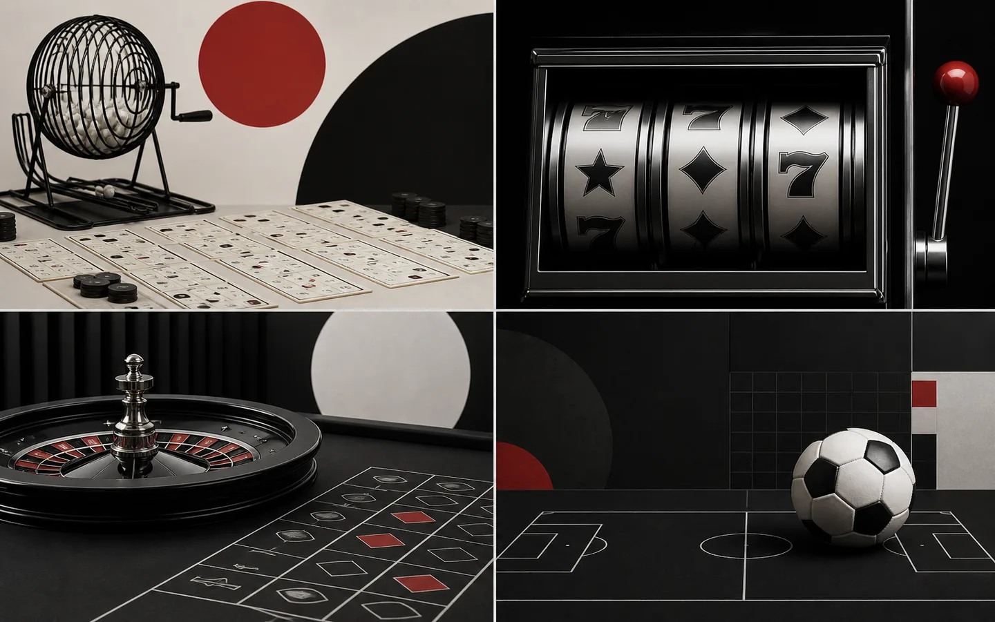 Kolase editorial kategori togel, slot, meja kasino langsung, dan pertandingan
